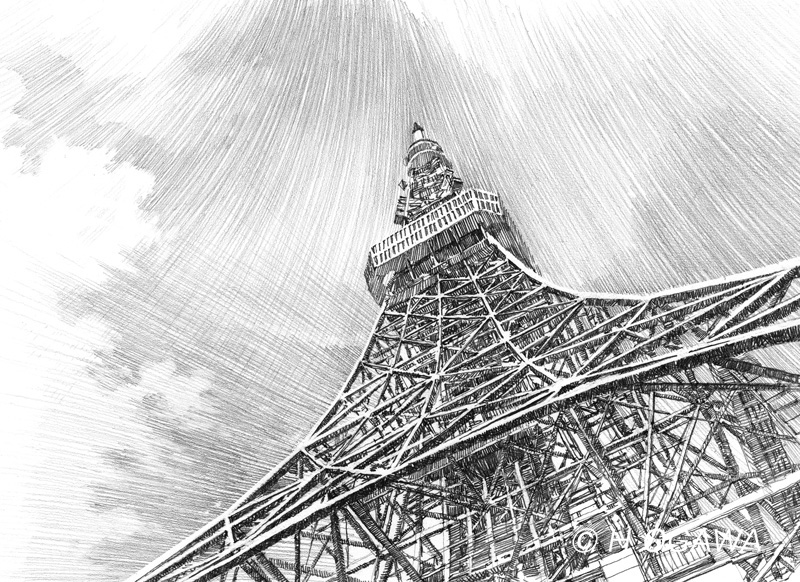 鉛筆画、東京タワー60周年記念マルマンスケッチブック